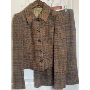 United Colors of Bennetton Womens Herringbone Blazer-Skirt Suit - Size 42/44